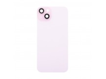 Задняя крышка для iPhone 15 Plus в сборе со стеклом камеры Розовый (стекло, MagSafe, логотип) - Премиум