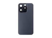 Задняя крышка для iPhone 15 Pro в сборе со стеклом камеры Черный (стекло, MagSafe, логотип) - Премиум