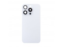 Задняя крышка для iPhone 15 Pro в сборе со стеклом камеры Белый (стекло, MagSafe, логотип) - Премиум