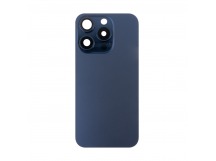 Задняя крышка для iPhone 15 Pro в сборе со стеклом камеры Синий (стекло, MagSafe, логотип) - Премиум