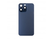 Задняя крышка для iPhone 15 Pro Max в сборе со стеклом камеры Синий (стекло, MagSafe, логотип) - Премиум
