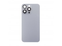 Задняя крышка для iPhone 15 Pro Max в сборе со стеклом камеры Серый (стекло, MagSafe, логотип) - Премиум