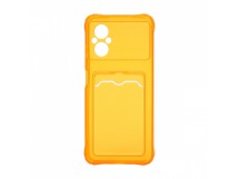 Чехол с кармашком для Xiaomi Poco M4 5G/M5 4G прозрачный (009) оранжевый