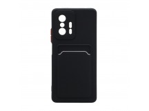 Чехол с кармашком и цветными кнопками для Xiaomi 11T (006) черный