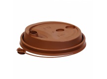 Крышка на стакан кофейный 80мм коричневая матовая с закрывающимся носиком ПП 1/50/1000шт 