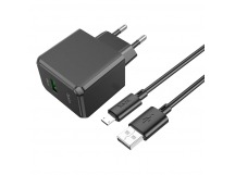 СЗУ с выходом USB Hoco CS12A (18W/QC3.0/1USB/Кабель Micro USB) черное