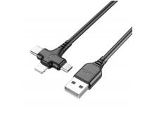 Кабель USB Multi 3в1 Lightning/micro USB/Type-C HOCO X77 (2А, 100см) черный