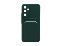 Чехол силиконовый Samsung A54 матовый цветной с визитницей темно-зеленый