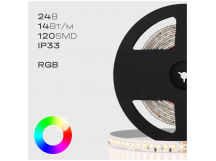 Светодиодная лента RoRi 3CH 112LED 24В 14,4Вт SMD3838 RGB (катушка 5 м), м