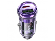 Адаптер Автомобильный Hoco Z53A Vision PD30W+QC3.0 (transparent purple) (225396)