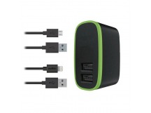 Адаптер Сетевой с кабелем budi M8J056E (повр. уп.) 2USB 2,4A/10W (Lightning/Micro USB) (blac(223468)