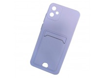 Чехол силиконовый Samsung A05 матовый цветной с визитницей сиреневый