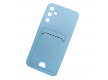Чехол силиконовый Samsung A34 матовый цветной с визитницей голубой