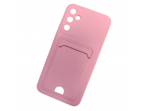 Чехол силиконовый Samsung A34 матовый цветной с визитницей розовый