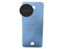 Чехол силиконовый Samsung A54 матовый цветной с визитницей голубой