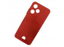 Чехол силиконовый Infinix HOT 30 Play матовый цветной с визитницей красный
