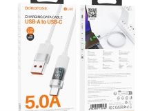 Кабель USB - TypeC BOROFONE BU46 5A LCD (белый) 1.2м