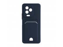 Чехол с кармашком и цветными кнопками для Infinix Note 12 Pro 4G/Note 12 2023 (001) темно синий
