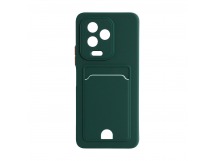 Чехол с кармашком и цветными кнопками для Infinix Note 12 Pro 4G/Note 12 2023 (002) темно зеленый