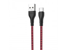 Кабель USB - Type-C Borofone BX39 Beneficial (повр. уп) 100см 3A  (black/red) (228551)