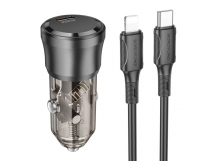 Адаптер Автомобильный Borofone BZ24 Clever PD20W + кабель Type-C - Apple lightning (transparen(225106)