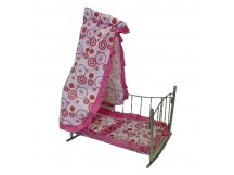 Кровать-качалка для куклы 9349 Розовые кружочки (47*32,5*65см) с балдахином,мета, шт
