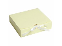 Коробка подарочная картон 200*180*50мм прям/желтая складная с бантиком 1/100шт