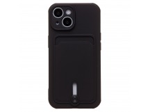 Чехол-накладка - SC304 с картхолдером для "Apple iPhone 15" (black) (228125)