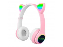 Полноразмерные беспроводные наушники FUMIKO Neko V2 "Кошачьи уши" (8ч/400 mAh/Bluetooth/AUX) розовые