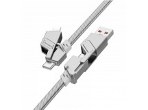 Кабель USB BOROFONE (BU43) Triumph 4-в-1 (USB/Type-C to iP/Type-C) (1,2м) (светло-серый)