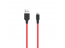Кабель USB - Apple lightning Hoco X21 Silicone (повр. уп) 100см 2A  (black/red) (223518)