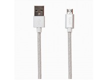 Кабель USB - micro USB budi M8J180M (повр. уп.) 100см 2,4A  (silver) (229333)