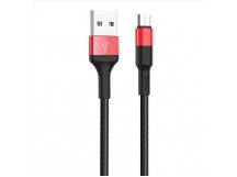 Кабель USB - micro USB Hoco X26 Xpress (повр. уп) 100см 2A  (black/red) (229324)