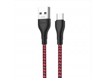 Кабель USB - micro USB Borofone BX39 Beneficial (повр. уп) 100см 2,4A  (black/red) (229489)