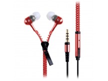 Проводные наушники с микрофоном внутриканальные - Zipper (повр.уп.) Jack 3,5  (red) (215979)