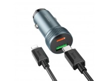 АЗУ с выходом USB Hoco Z49B (PD38W(20W+18W)/QC3.0/кабель Type-C - Lightning) серое