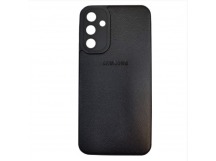 Чехол силиконовый Samsung A14 кожа с лого черный