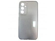 Чехол силиконовый Samsung A35 блестки с защитой камеры серебрянный