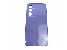 Чехол силиконовый Samsung A35 блестки с защитой камеры фиолетовый