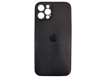 Чехол силиконовый iPhone 12 Pro кожа с лого черный