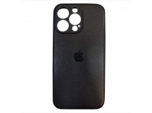 Чехол силиконовый iPhone 13 Pro Max кожа с лого черный