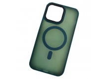Чехол пластиковый iPhone 14 матовый с MagSafe зеленый