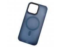 Чехол пластиковый iPhone 14 матовый с MagSafe синий