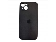 Чехол силиконовый iPhone 14 Plus кожа с лого черный