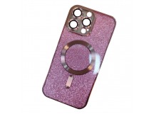 Чехол силиконовый iPhone 14 Pro MagSafe блестящий розовый