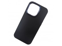 Чехол силиконовый iPhone 14 Pro Max матовый с ободком  черный