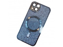 Чехол силиконовый iPhone 15 Magsafe блестящий голубой