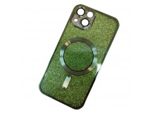 Чехол силиконовый iPhone 15 Magsafe блестящий зеленый