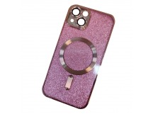 Чехол силиконовый iPhone 15 Magsafe блестящий розовый