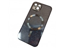 Чехол силиконовый iPhone 15 Magsafe блестящий черный